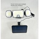 Ver imagem 2 de Luminária Solar com Sensor e Controle Remoto 380 Lumens 3 Cabeças Placa com Fio