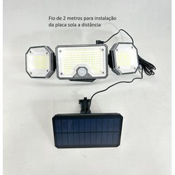 Luminária Solar com Sensor e Controle Remoto 380 Lumens 3 Cabeças Placa com Fio - 2