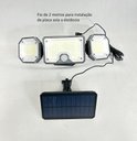 Ver imagem 2 de Luminária Solar com Sensor e Controle Remoto 380 Lumens 3 Cabeças Placa com Fio