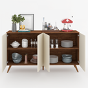 Ver imagem 5 de Balcão Buffet Iluminare 4 Portas Pé Retrô Seda/Off White - Mobilarte Móveis