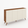 Balcão Buffet Iluminare 4 Portas Pé Retrô Seda/Off White - Mobilarte Móveis - 6