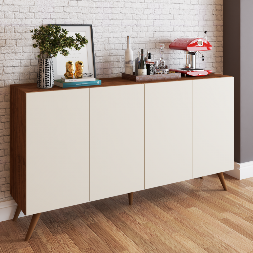 Buffet Argo 2 Portas – Off White/ Cedro - Lidecor Móveis & Decoração