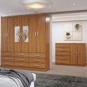 Ver imagem 5 de Guarda-roupa Casal Iris 6 Portas 9 Gavetas e Espelho com Cômoda 2 Portas 5 Gavetas Cinamomo - Panora