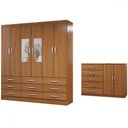 Ver imagem 3 de Guarda-roupa Casal Iris 6 Portas 9 Gavetas e Espelho com Cômoda 2 Portas 5 Gavetas Cinamomo - Panora