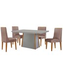 Ver imagem 2 de Mesa de Jantar Diane 120cm Tampo Mdf Vidro 4 Cadeiras Lisboa Moderna Linho Capuccino Off White