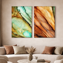 Ver imagem 2 de Conjunto 2 Quadros Decorativos Pintura Abstrata Sofisticado Em Tecido Canvas  Sala Quarto 50x75cm