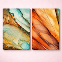 Ver imagem 3 de Conjunto 2 Quadros Decorativos Pintura Abstrata Sofisticado Em Tecido Canvas  Sala Quarto 50x75cm