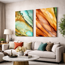 Ver imagem 5 de Conjunto 2 Quadros Decorativos Pintura Abstrata Sofisticado Em Tecido Canvas  Sala Quarto 50x75cm