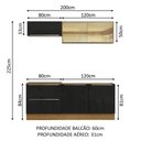 Ver imagem 3 de Cozinha Completa Madesa Lux com Armário e Balcão 5 Portas 2 Gavetas Rustic/Preto Cor:Rustic/Preto