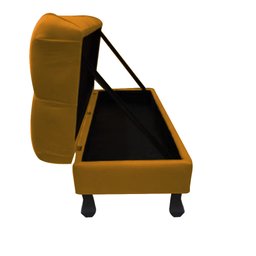 Recamier Baú Luis Xv Capitonê Retrô 140cm Suede Amarelo Pés Madeira Ms Decor - 2