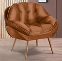 Ver imagem 1 de Poltrona Decorativa Almofadada com Pé Palito Veludo Dallas Terracota