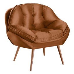 Poltrona Decorativa Almofadada com Pé Palito Veludo Dallas Terracota - Sofá Casa - 2