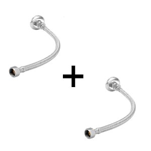 Kit 2 Engates Mangueira Flexível Trançado Aço Inox 60Cm Par