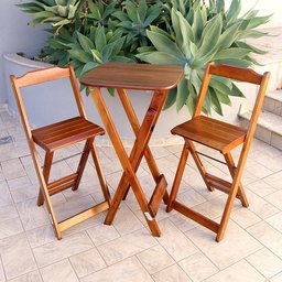 Conjunto Dobrável Bistrô Imbuia de Mesa com 2 Cadeiras - Tarimatã - 2