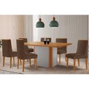 Ver imagem 1 de Conjunto: Mesa Sala Jantar Pietá C/ Tampo Madeirado Canto Curvo 180x90cm e 6 Cadeiras Dakota