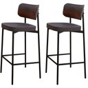 Ver imagem 1 de Kit 02 Banquetas Alta Bar Cozinha Sala de Jantar Aço Preto Kaira C01 Linho Preto Courino Whisky -