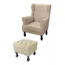 Ver imagem 1 de Poltrona de Amamentação Elisa + Puff Retrô Suede - Bege