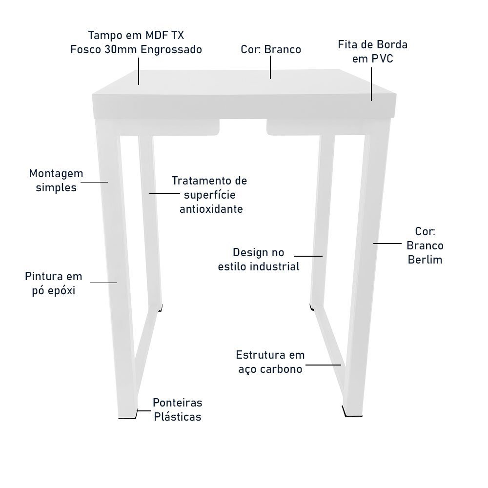 Kit 4 Banco Banqueta Nova York Industrial Cozinha Área Gourmet Branco - 5