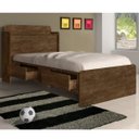 Ver imagem 1 de Cama Solteiro com Baú 2 Gavetas Tamires Marrom/Castanho Wood