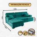 Ver imagem 3 de Sofá Retrátil e Chaise Orlando 280x190 Verde