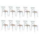 Ver imagem 1 de Kit 10 Cadeiras Jantar Cross Katrina X para Mesa Sala Cozinha Área Gourmet Decor Home - Branco/bege