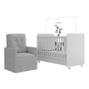 Ver imagem 2 de Quarto de Bebê com Poltrona Amamentação e Berço Americano 3x1 com Colchão Pimpolho Multimóveis