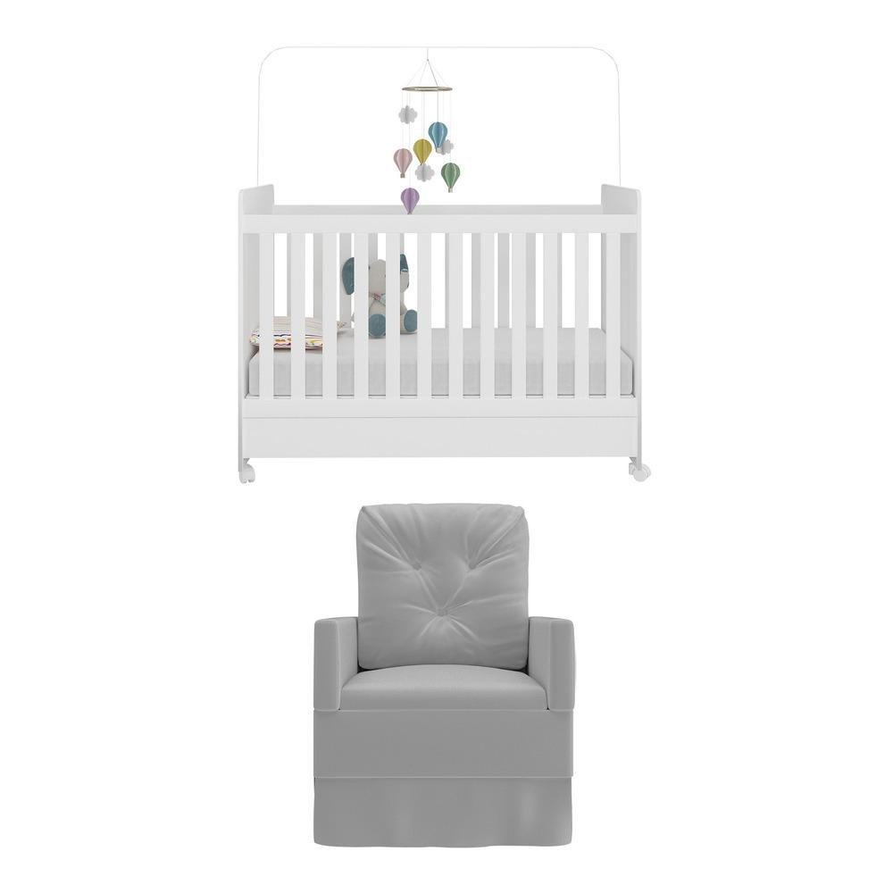 Quarto de Bebê com Poltrona Amamentação e Berço Americano 3x1 com Colchão Pimpolho Multimóveis  - 6
