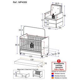 Quarto de Bebê com Poltrona Amamentação e Berço Americano 3x1 com Colchão Pimpolho Multimóveis  - 5