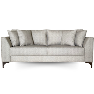 Sofá Pierri | Pé Aço Marrom & Tecido Acquablock Impermeável | Medida 220cm | Linhão Bege