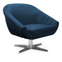 Ver imagem 3 de Poltrona Giratória Giovana Suede Azul Marinho Base Cromada - D’Rossi