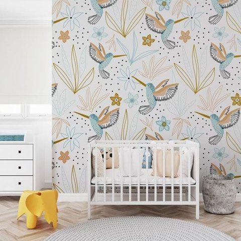Papel de Parede Mural Infantil Beija Flor Gh Papel de Parede 2,5m