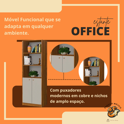 Estante Office Multiuso Organizador Escritório Quarto Cozinha Off White Freijó - 4
