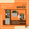Estante Office Multiuso Organizador Escritório Quarto Cozinha Off White Freijó - 4