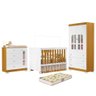 Dormitório Infantil New Katatau Guarda Roupa, Cômoda e Berço Branco Fosco/savana com Colchão - 1