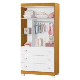 Dormitório Infantil New Katatau Guarda Roupa, Cômoda e Berço Branco Fosco/savana com Colchão - 3