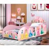 Cama Carruagem Solteiro Princesas Rosa com Proteção Lateral Mdf Rosa - 1
