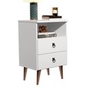 Ver imagem 2 de Mesa de Cabeceira Retrô com 2 Gavetas e Nicho Madri:branco