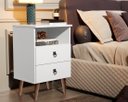 Ver imagem 1 de Mesa de Cabeceira Retrô com 2 Gavetas e Nicho Madri:branco