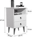 Ver imagem 3 de Mesa de Cabeceira Retrô com 2 Gavetas e Nicho Madri:branco