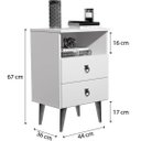 Ver imagem 3 de Mesa de Cabeceira Retrô com 2 Gavetas e Nicho Madri:branco