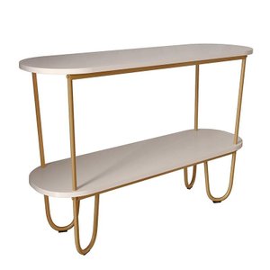 Aparador Requinte Pés de Aço Tubular 120 cm Off White/Dourado