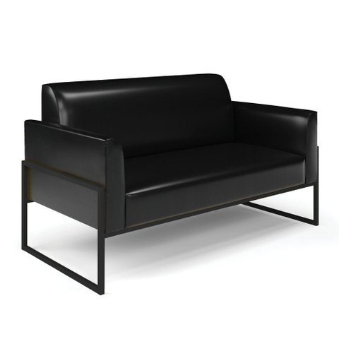 Sofá Namoradeira Base Industrial Alta Preto Marisa Corano D03 - D\'rossi Cor Preto