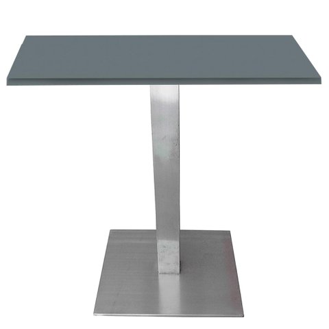 Mesa Alpha Inox 73,50 Cm (alt) Base Quadrada Tampo Mdp Quadrado 60 Cm (larg) X 2,50 Cm (alt) Grafito