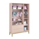 Ver imagem 3 de Dormitório Infantil Classic 3 Portas, Cômoda 3 Gavetas, Berço Rosa Fosco com Pés Madeira Natural e C