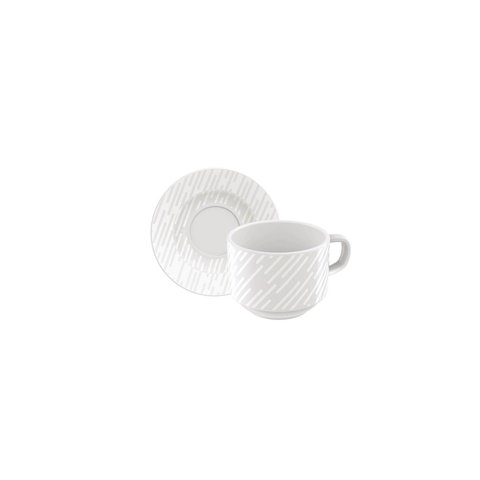 Conjunto Xícara e Pires de Chá Tramontina Marie em Porcelana Decorada Tramontina