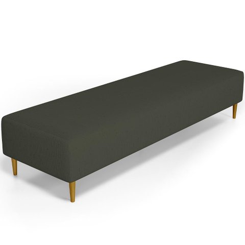 Puff Decorativo Sala de Estar Bali W01 Pés Palito 170x60cm Linho Verde Musgo - Lyam Decor