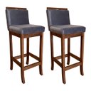 Ver imagem 1 de Kit 2 Banquetas Alta Estofada para Cozinha Gourmet 38 x 102 Cm Turim Madeira Maciça Suede Cinza CCS