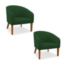 Ver imagem 2 de Poltrona Sala Decorativa Kit 2 Stella Pé Madeira Trapézio Castanho Suede D03 - D’Rossi