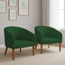 Ver imagem 1 de Poltrona Sala Decorativa Kit 2 Stella Pé Madeira Trapézio Castanho Suede D03 - D’Rossi