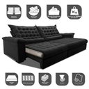 Ver imagem 3 de Sofá Retrátil e Reclinável 2,35m Molas Ensacadas Cama inBox Big Space com Bordado 3D Velusoft